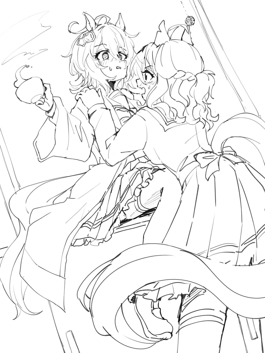 agnes tachyon and jungle pocket (umamusume) drawn by sub_shiruko