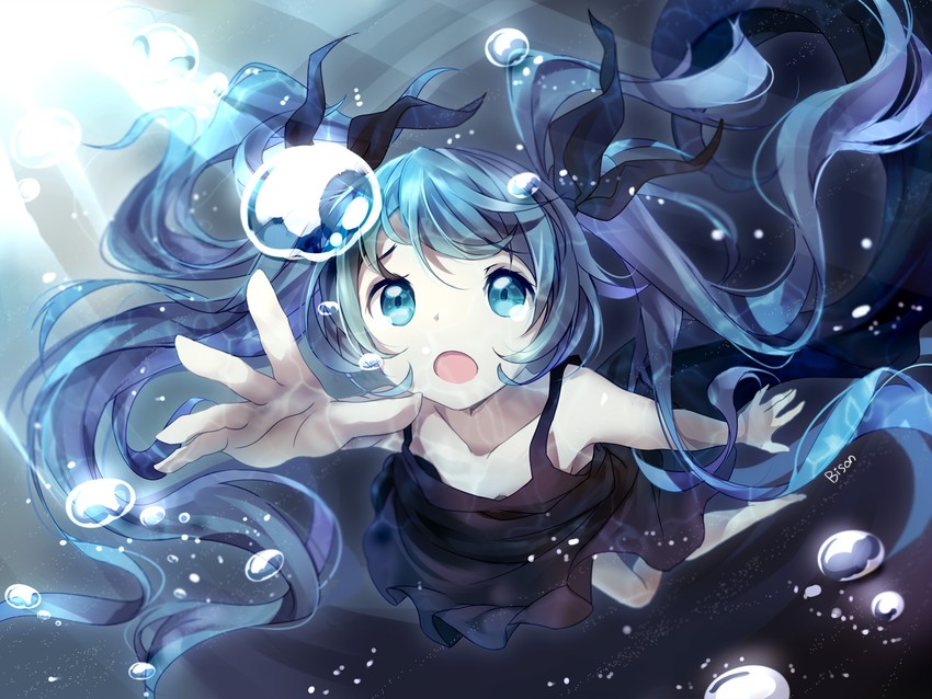 hatsune miku (vocaloid and 1 more) drawn by bison_cangshu