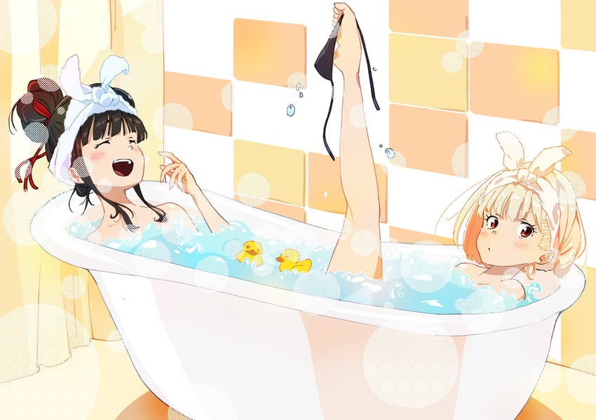 nishikigi chisato and inoue takina (lycoris recoil) drawn by misskiwi
