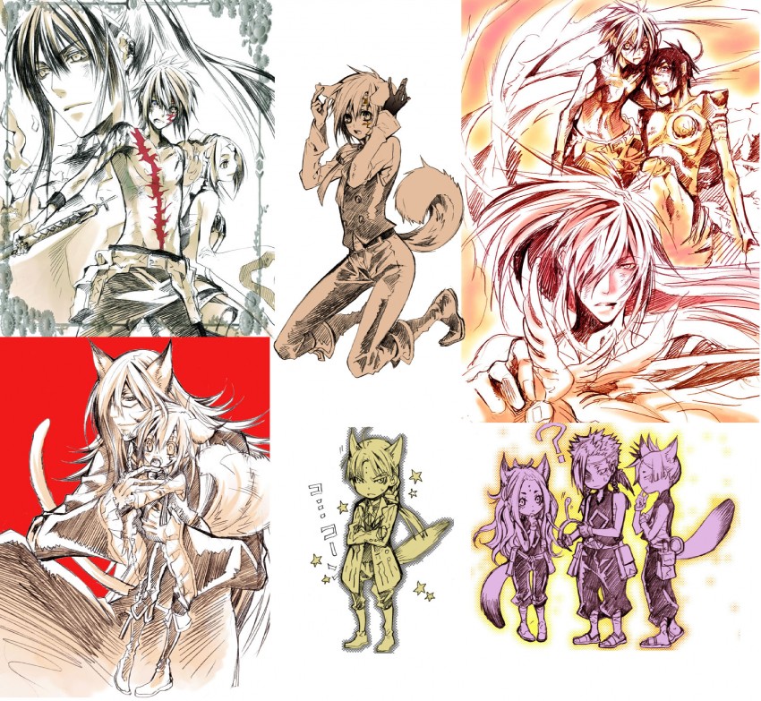 allen walker, kanda yuu, howard link, cross marian, alma karma, and 3 more (d.gray-man) drawn by sugahara_ryuu