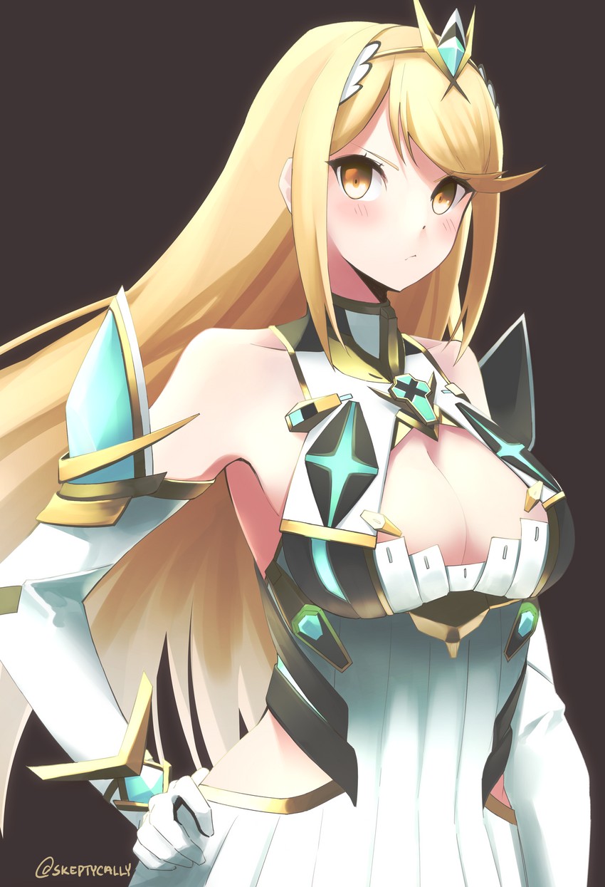 mythra (xenoblade chronicles and 1 more) drawn by skeptycally
