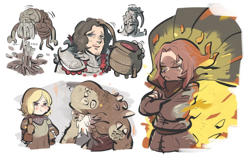 melina, roderika, living jar, juno hoslow, diallos, and 2 more (elden ring) drawn by tirarizun