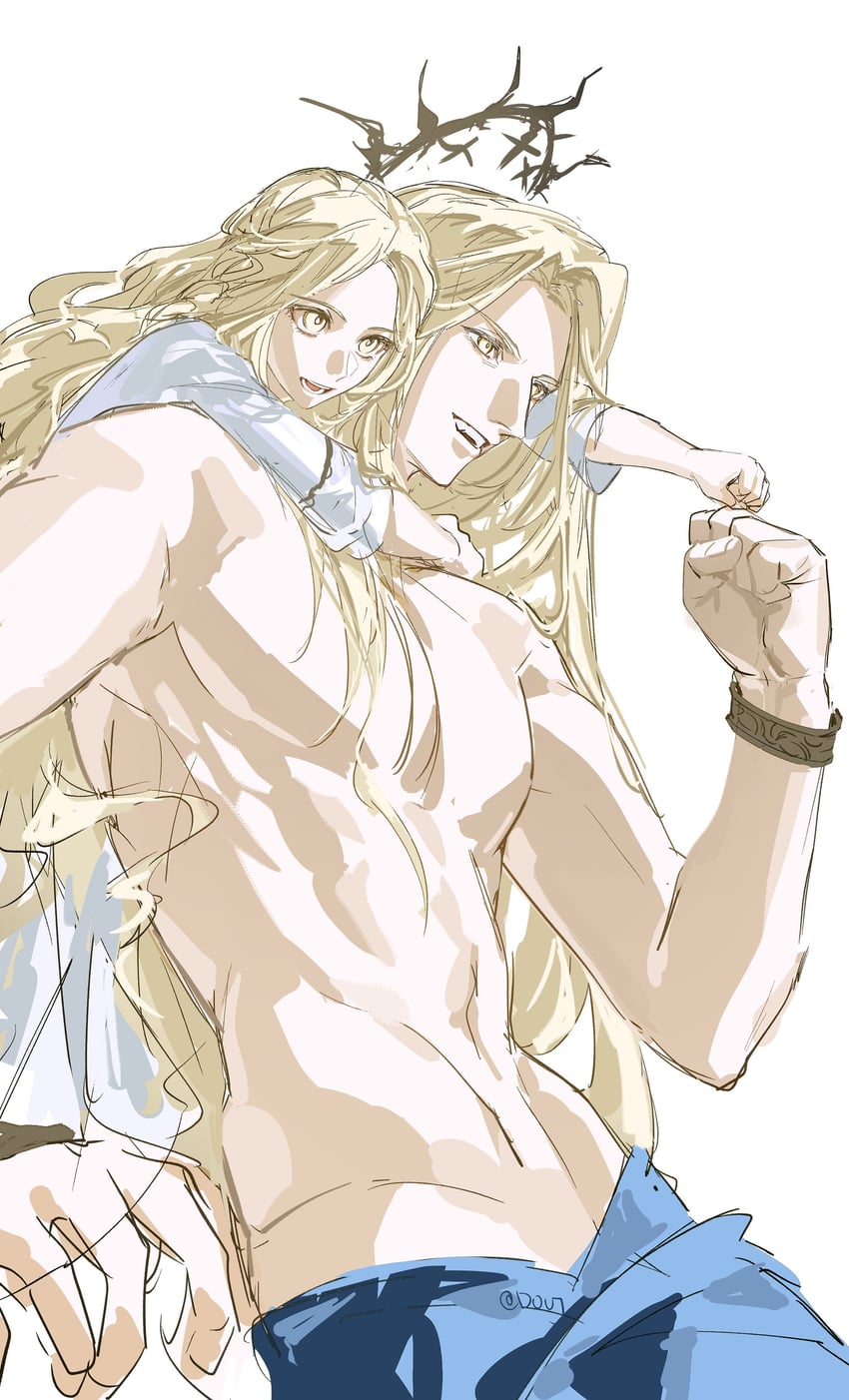 miquella and godwyn the golden (elden ring) drawn by duoj_ji