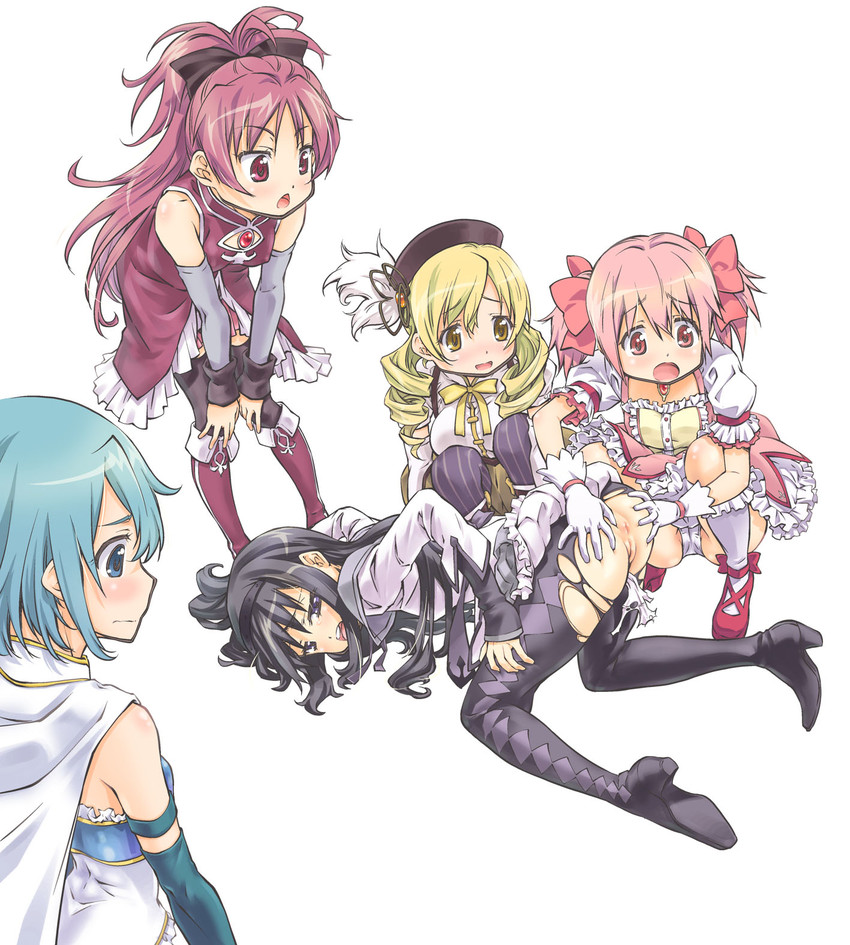 akemi homura, kaname madoka, miki sayaka, sakura kyoko, and tomoe mami (mahou shoujo madoka magica) drawn by suzuki24