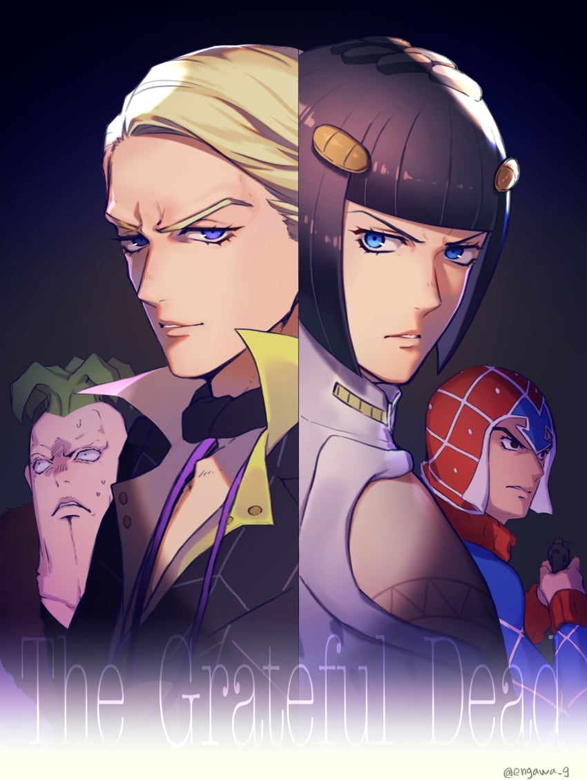 bruno bucciarati, guido mista, prosciutto, and pesci (jojo no kimyou na bouken and 1 more) drawn by 723_(tobi)