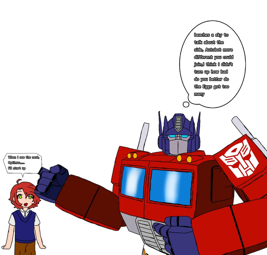optimus prime and sawaki momoe (original and 2 more) drawn by e_krththi_masiihaa