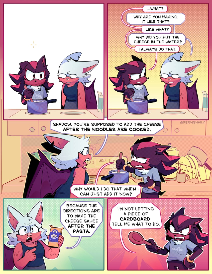 shadow the hedgehog and rouge the bat (sonic) drawn by fernsnailz