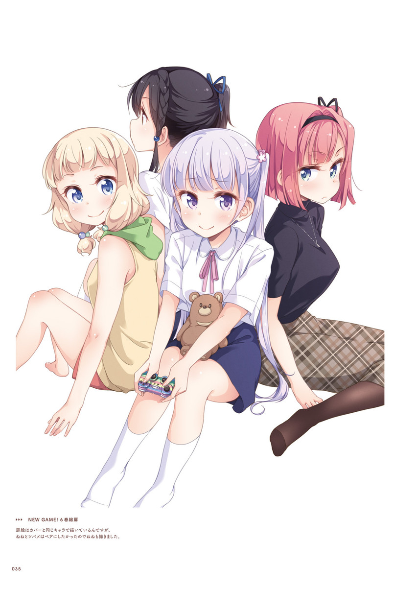 suzukaze aoba, sakura nene, mochizuki momiji, and narumi tsubame (new game!) drawn by tokunou_shoutarou