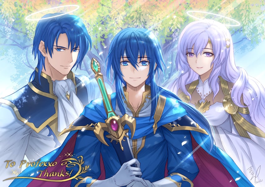 seliph, sigurd, and deirdre (fire emblem and 1 more) drawn by kyo=hibiki