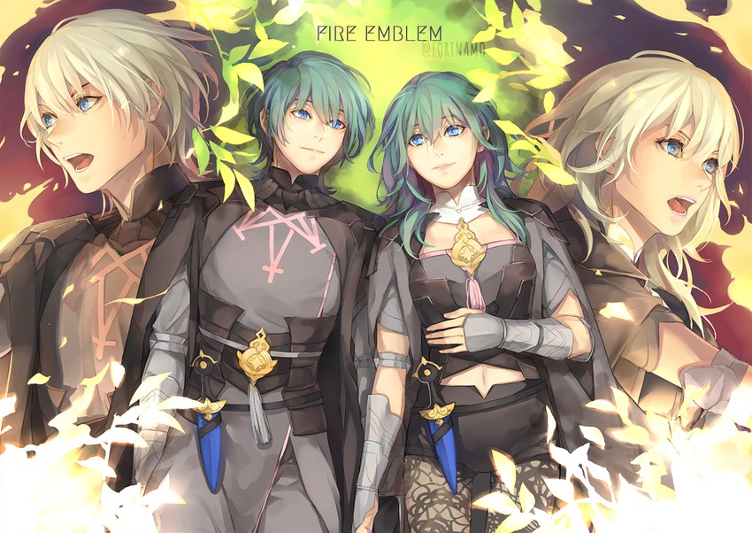 female byleth and male byleth (fire emblem and 1 more) drawn by eorinamo