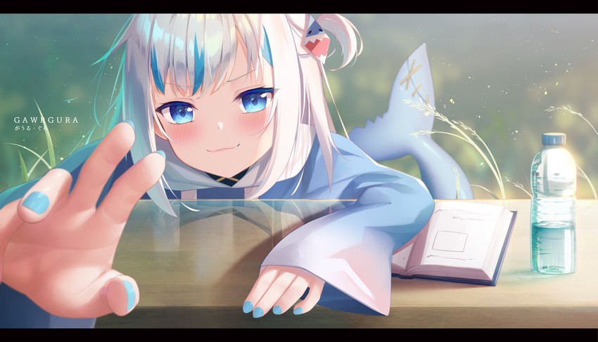 gawr gura (hololive and 1 more) drawn by milk_box_(leoleo963852741)