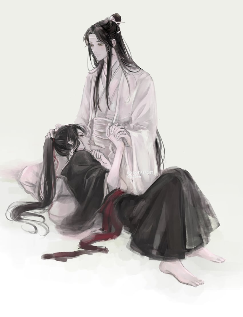 wei wuxian and lan wangji (modao zushi) drawn by w2biiro