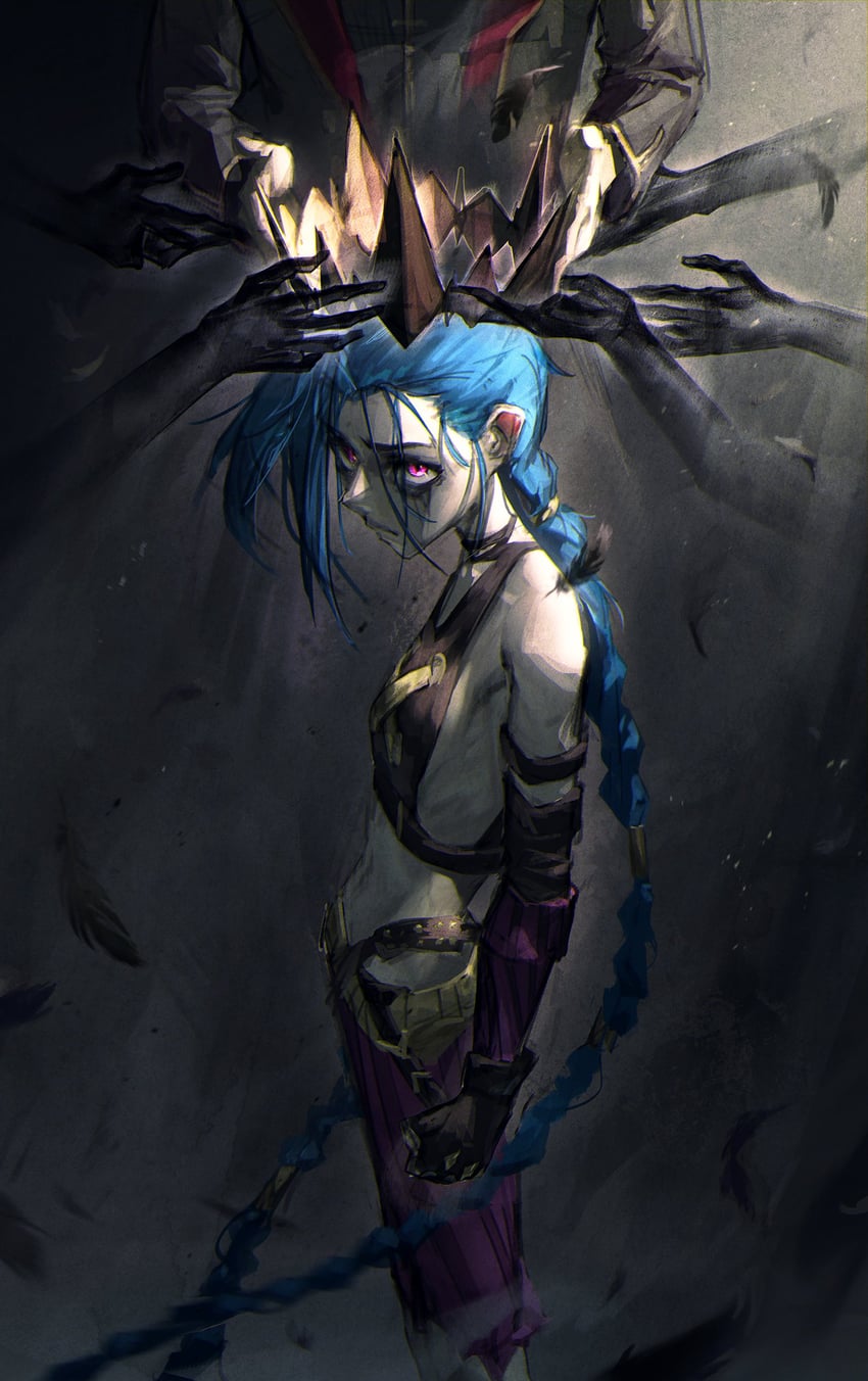 jinx, arcane jinx, and silco (league of legends and 1 more) drawn by nunsori