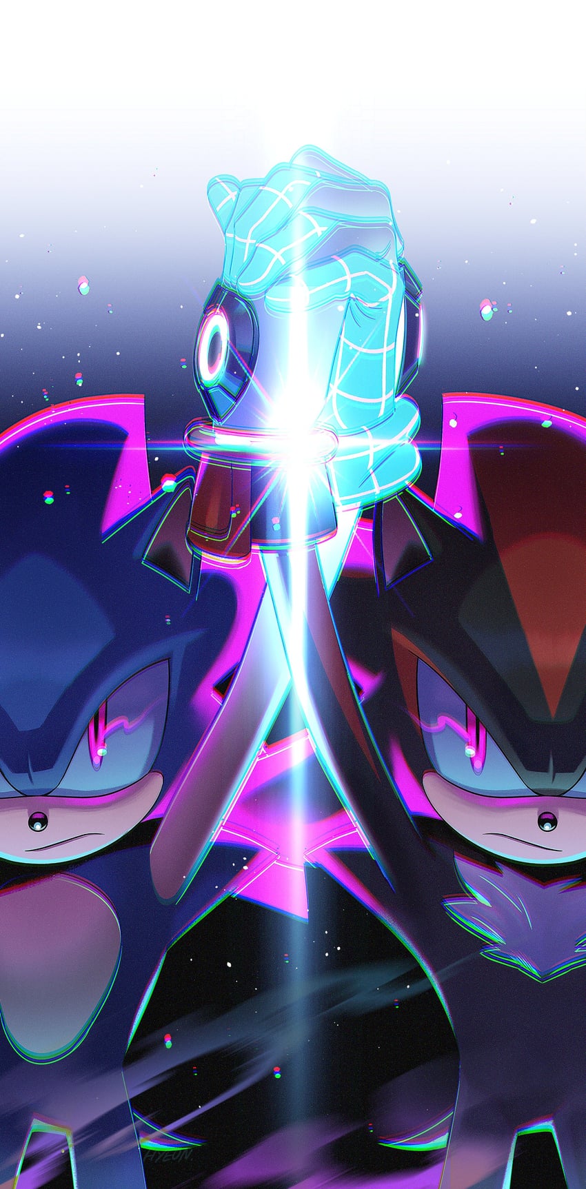 sonic the hedgehog and shadow the hedgehog (sonic and 1 more) drawn by hyeon_sonic