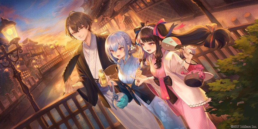 yorumi rena, hakase fuyuki, and kagami hayato (nijisanji) drawn by mashutarou_(neko_no_oyashiro)