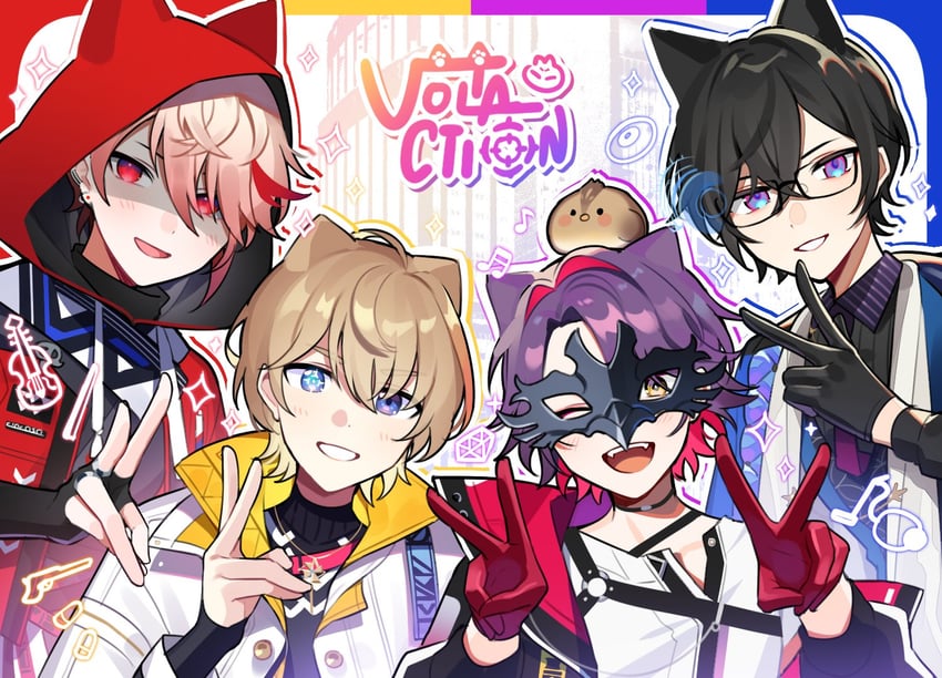 watarai hibari, fura kanato, shikinagi akira, and seraph dazzlegarden (nijisanji) drawn by waka_(wk4444)