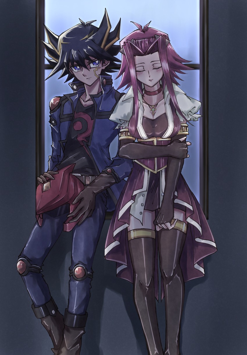 fudo yusei and izayoi aki (yu-gi-oh! and 1 more) drawn by suzurichan715