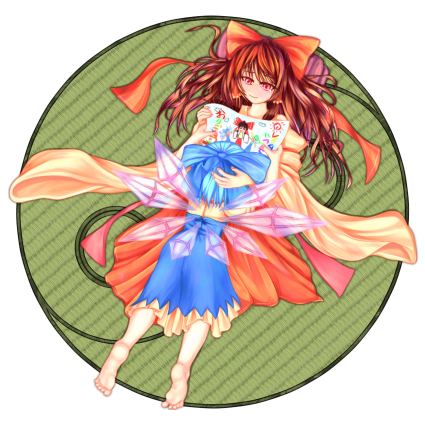 hakurei reimu, cirno, and daiyousei (touhou) drawn by kg_cliff_edge