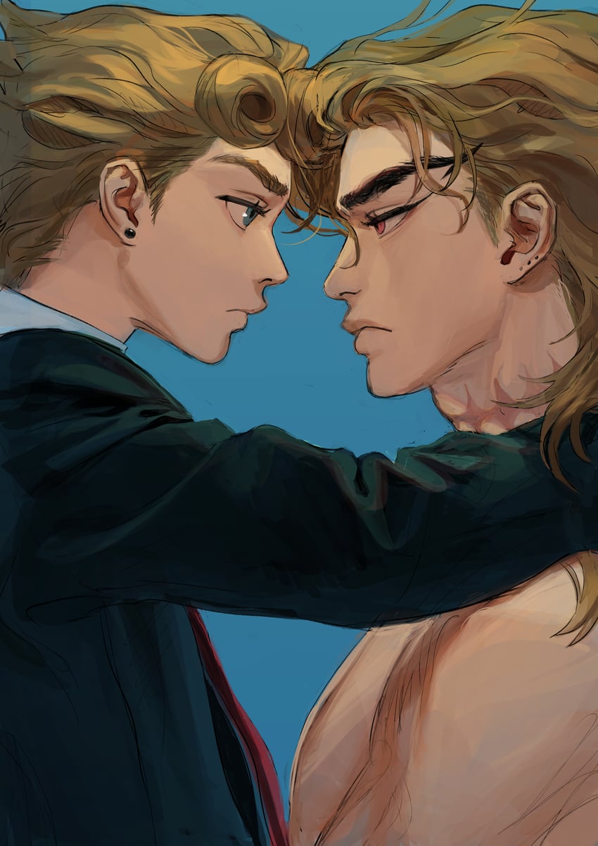 dio brando and giorno giovanna (jojo no kimyou na bouken and 2 more) drawn by jewangchobab