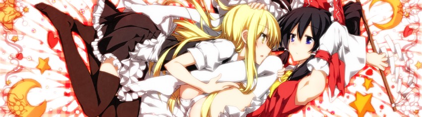 hakurei reimu and kirisame marisa (touhou) drawn by sazanami_mio