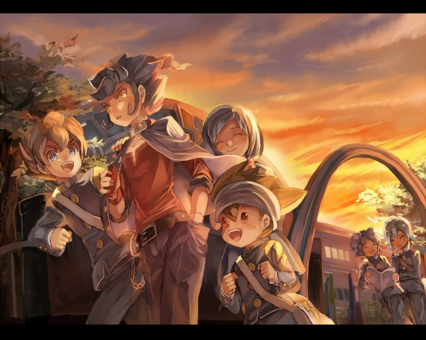 kariya masaki, matsukaze tenma, tsurugi kyousuke, sorano aoi, nishizono shinsuke, and 1 more (inazuma eleven and 1 more) drawn by r04315