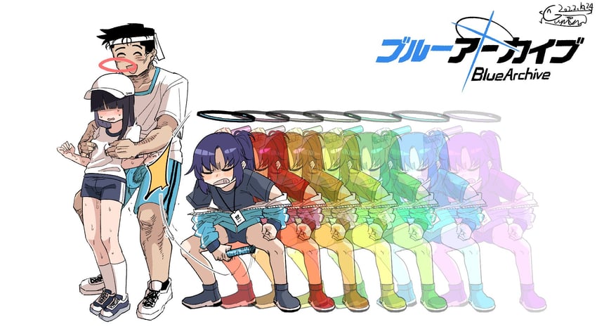 sensei, yuuka, and justice task force member (blue archive and 2 more) drawn by asahina_yoshitoshi