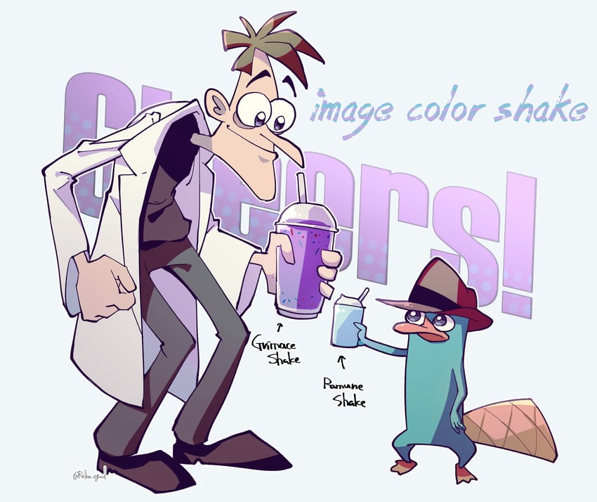 perry the platypus and heinz doofenshmirtz (phineas and ferb) drawn by mitou_ralka