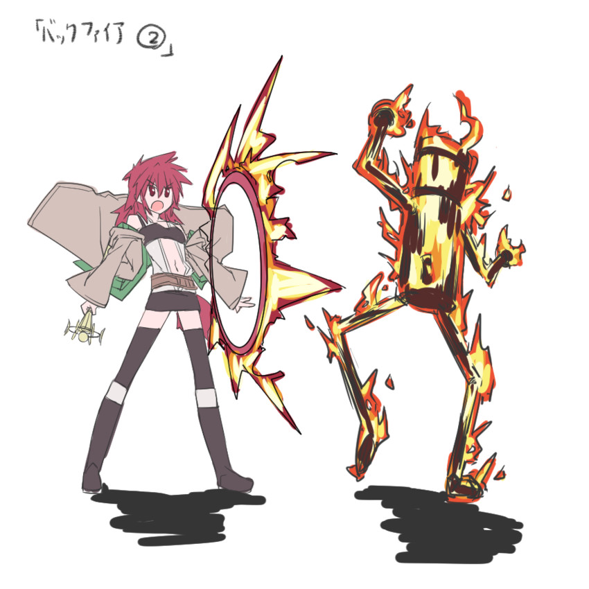 hiita, hiita the fire charmer, inpachi, and blazing inpachi (yu-gi-oh!) drawn by akasaka_koutarou