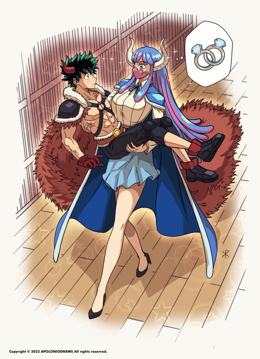 midoriya izuku and ulti (one piece and 1 more) drawn by apoloniodraws