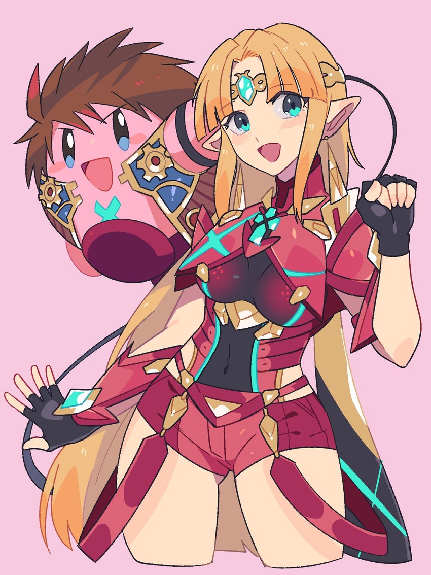 princess zelda, pyra, kirby, and rex (the legend of zelda and 5 more) drawn by yasaikakiage