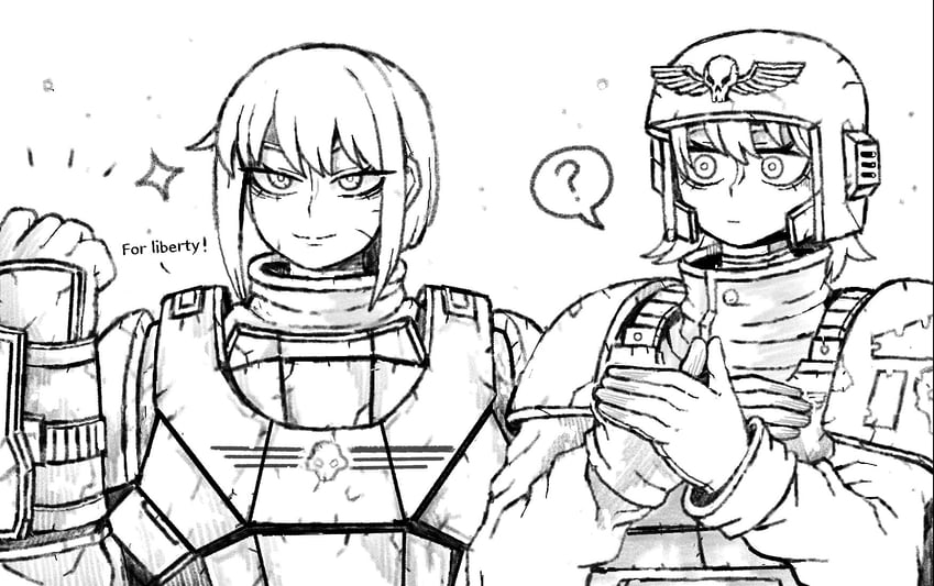 astra militarum and helldiver (warhammer 40k and 1 more) drawn by octosoup
