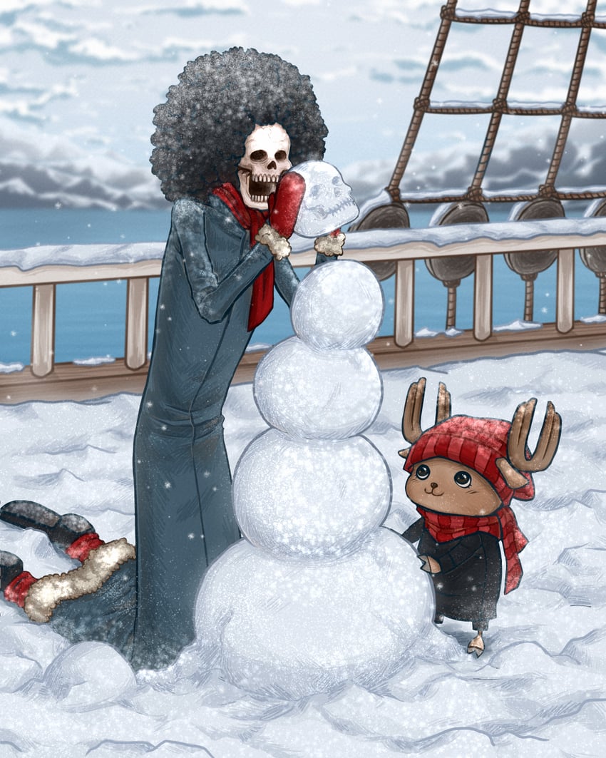 tony tony chopper and brook (one piece) drawn by stjarnskrik