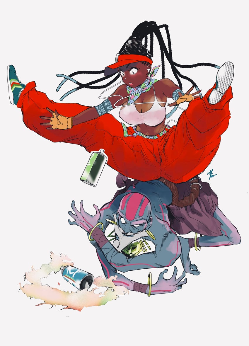 kimberly jackson and dhalsim (street fighter and 1 more) drawn by hiroshi_mono