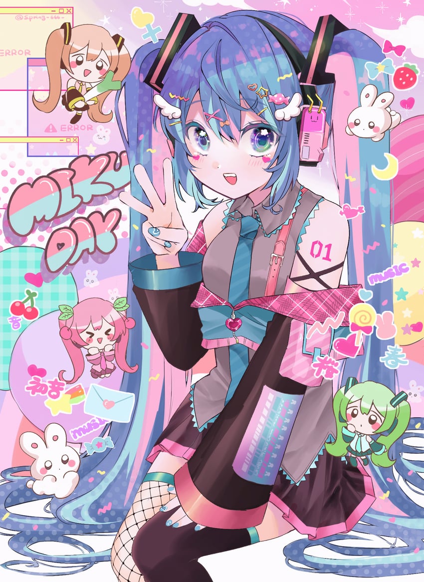 hatsune miku and sakura miku (vocaloid) drawn by chibana_sora
