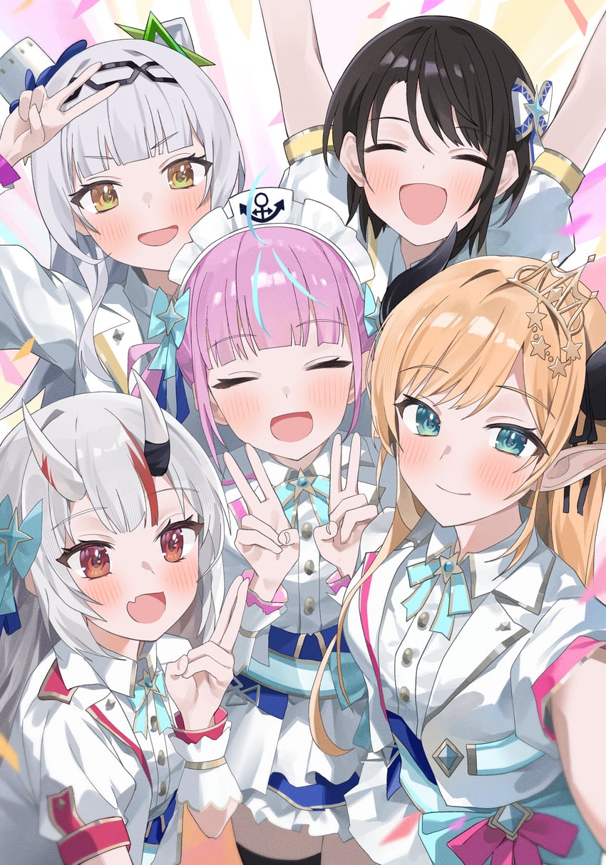 minato aqua, oozora subaru, murasaki shion, nakiri ayame, and yuzuki choco (hololive) drawn by nel_dcm