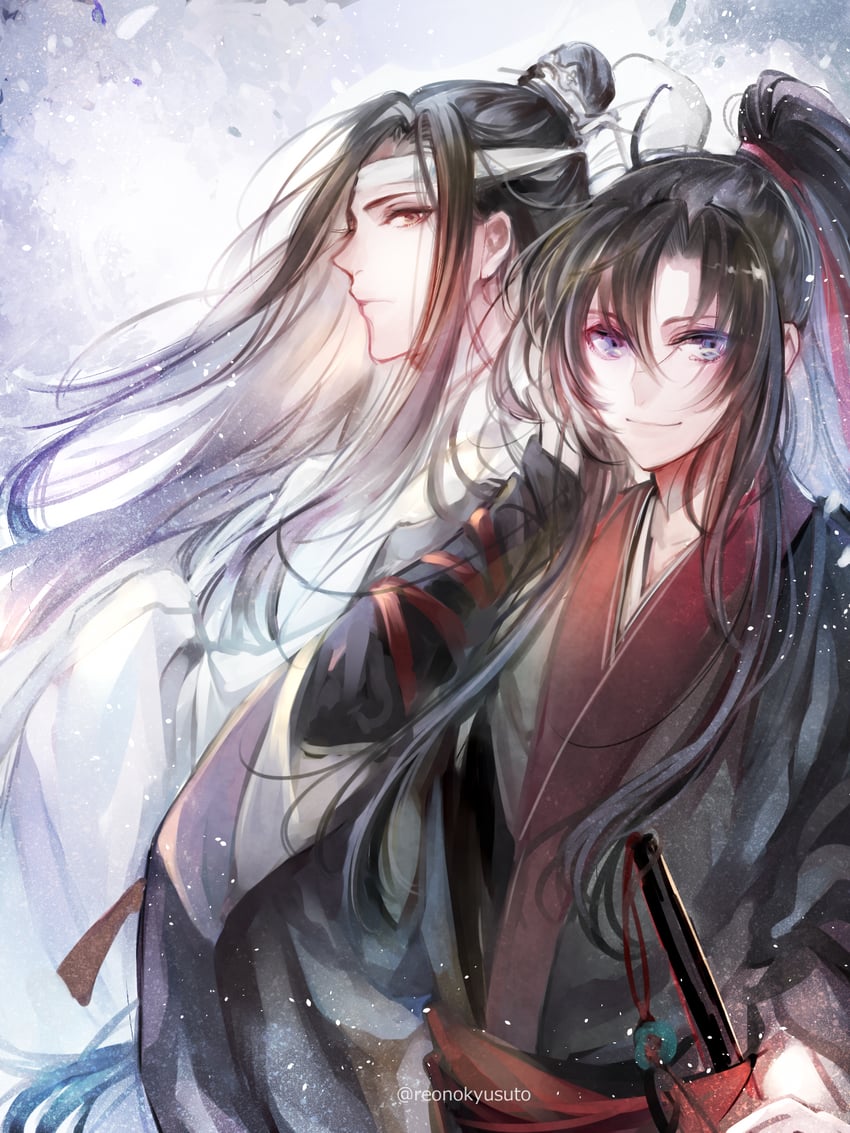 wei wuxian and lan wangji (modao zushi) drawn by rakkyhappy