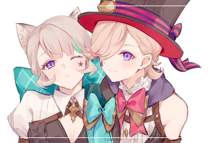 lynette and lyney (genshin impact) drawn by nekorin_chu