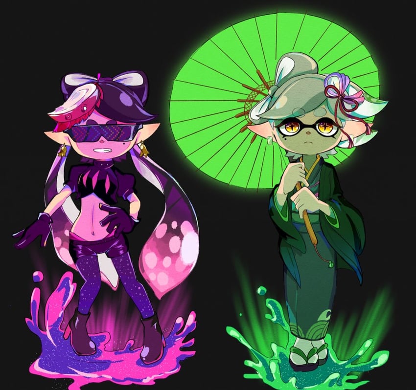 marie and callie (splatoon and 1 more) drawn by chutaro_gonzade