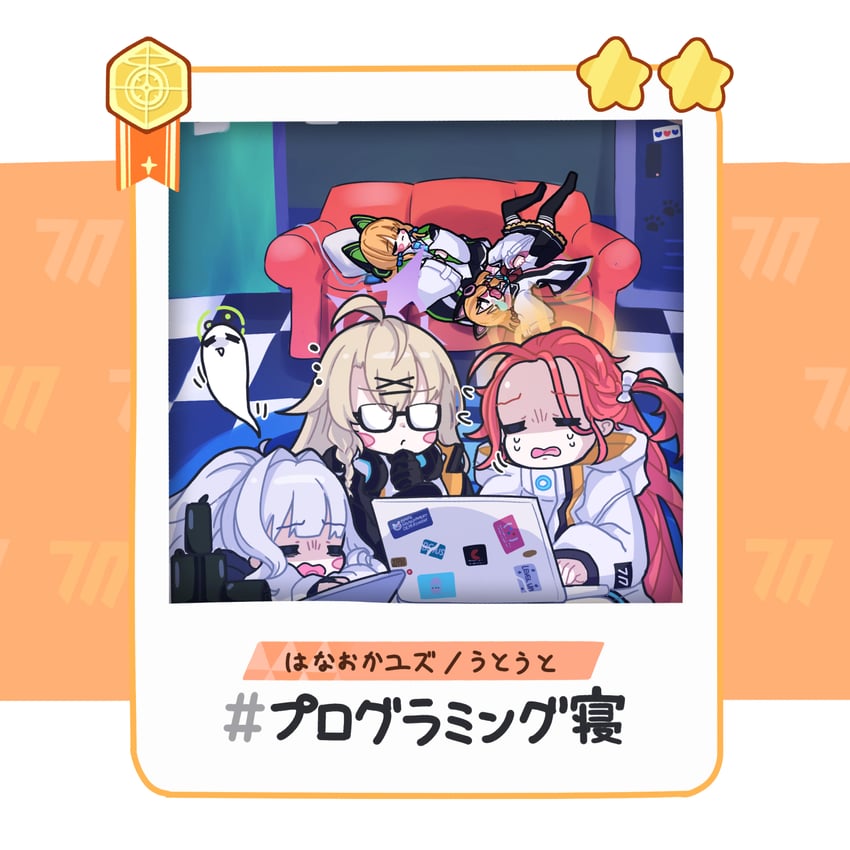 momoi, midori, yuzu, hare, and kotama (blue archive) drawn by kanaeco25