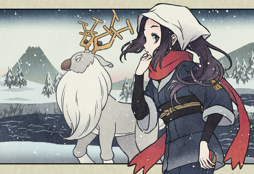 akari and wyrdeer (pokemon and 1 more) drawn by komasawa_(fmn-ppp)