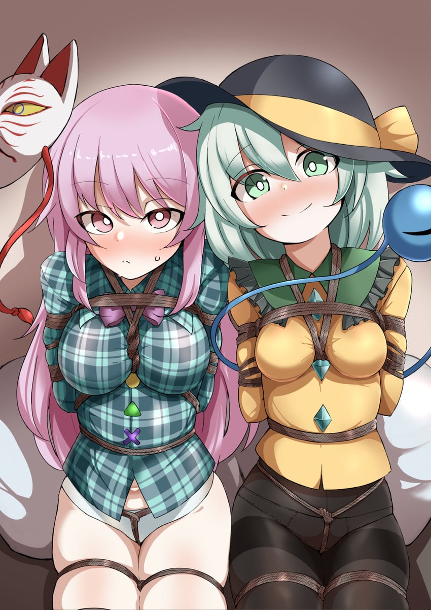 komeiji koishi and hata no kokoro (touhou) drawn by kumasan_(kumazonjp)