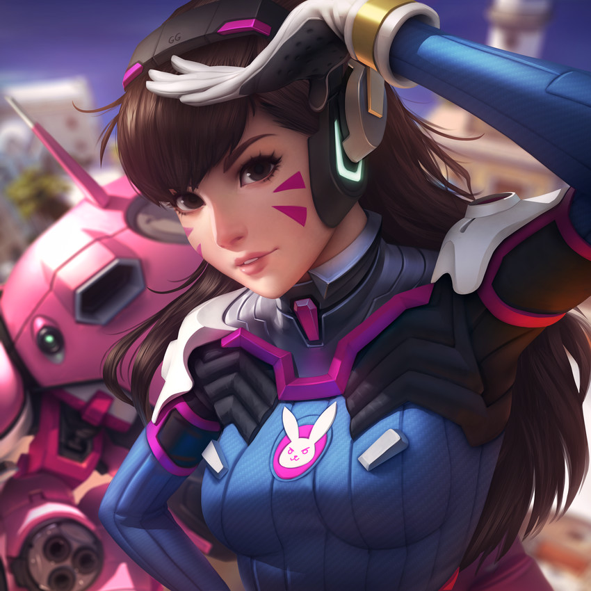 d.va (overwatch and 1 more) drawn by tsuaii
