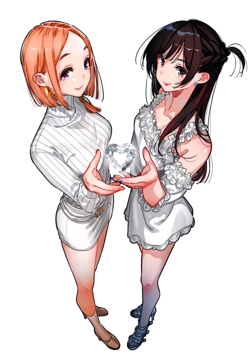 mizuhara chizuru and shiunji banri (kanojo okarishimasu and 1 more) drawn by miyajima_reiji