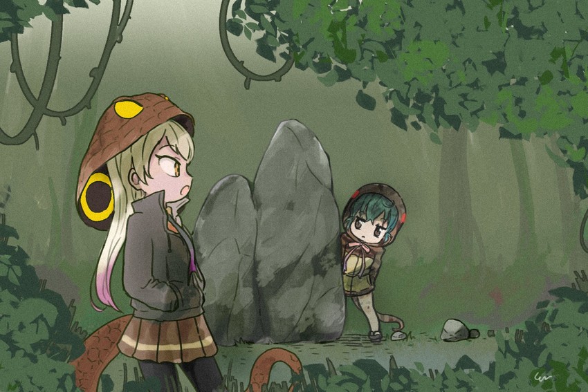 tsuchinoko and king cobra (kemono friends) drawn by san_sami