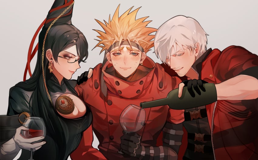 dante, bayonetta, and vash the stampede (devil may cry and 4 more) drawn by me1ji