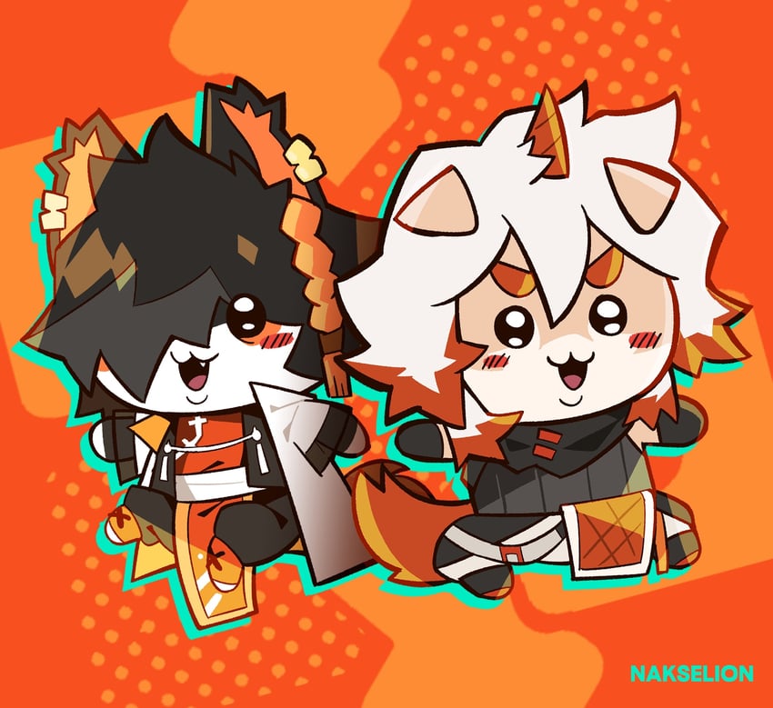 hung and aak (arknights and 1 more) drawn by nakselion_(naks)