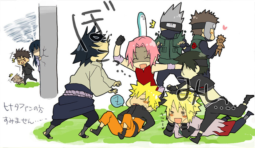 haruno sakura, uzumaki naruto, hyuuga hinata, uchiha sasuke, hatake kakashi, and 5 more (naruto and 1 more)