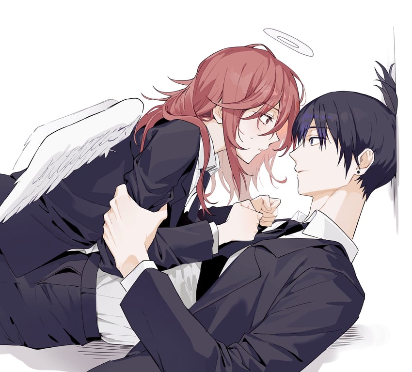 hayakawa aki and angel devil (chainsaw man) drawn by 5_taku