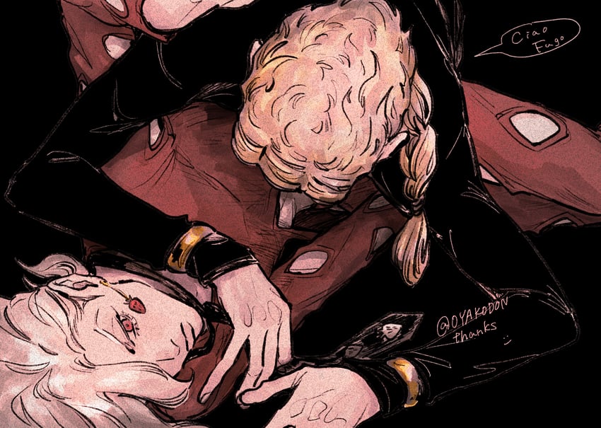 giorno giovanna and pannacotta fugo (jojo no kimyou na bouken and 1 more) drawn by okokoro_zaiku