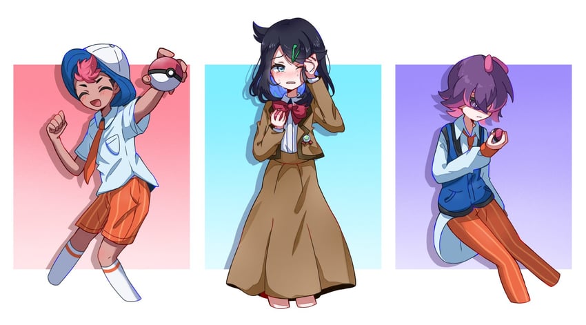 liko, dot, and roy (pokemon and 1 more) drawn by seiun_(hoshigumo_72)